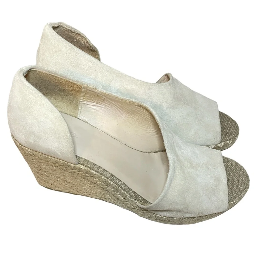 Vince Sonora Suede Asymmetrical Wedge Espadrilles Sz. 8.5